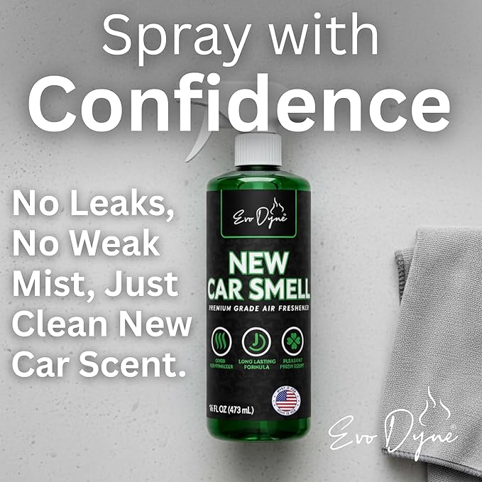 New Car Smell Spray (16oz) – Long Lasting Air Freshener for Cars, Eliminates Odors, Fresh New Car Scent Like Dealership Finish, Made in USA