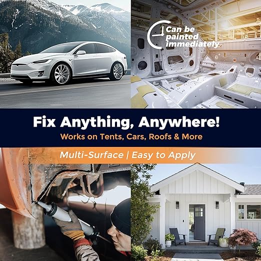 Seam Sealer Automotive-Professional Grade High Strength Waterproof Adhesive for Truck,Marine,Auto Body Repair, Rust & Leak Prevention-Quick Paintable Sealant for Metal,Plastic,RV Roof Sealant White