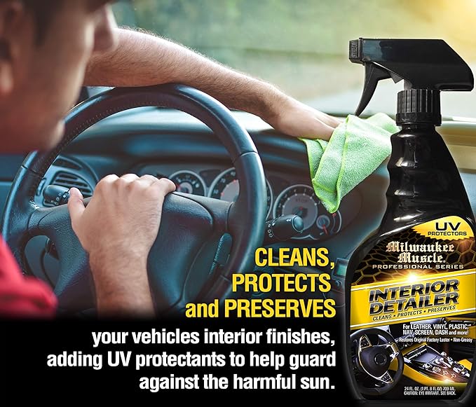 Auto Car Interior Cleaner Detailer Spray - 24 Fl Oz - For Cars, Bikes, Boats - Cleaner and Conditioner For Leather, Vinyl, Plastics, Screens - Upholstery Protectant Detailing Spray