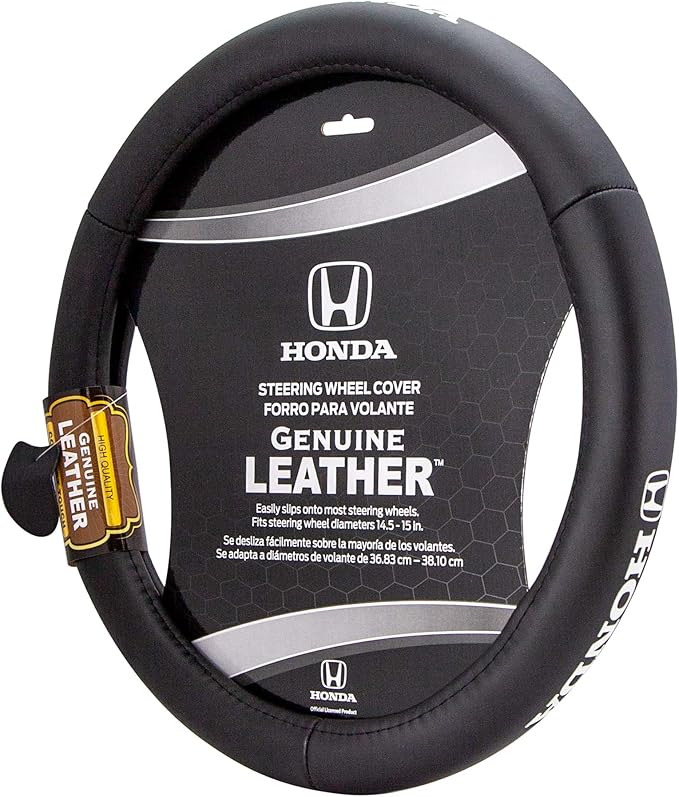 Plasticolor 006744R01 Honda Plasticolor 006744R01 Replacement for Car Truck or SUV Genuine Leather Steering Wheel Cover with Honda Logo