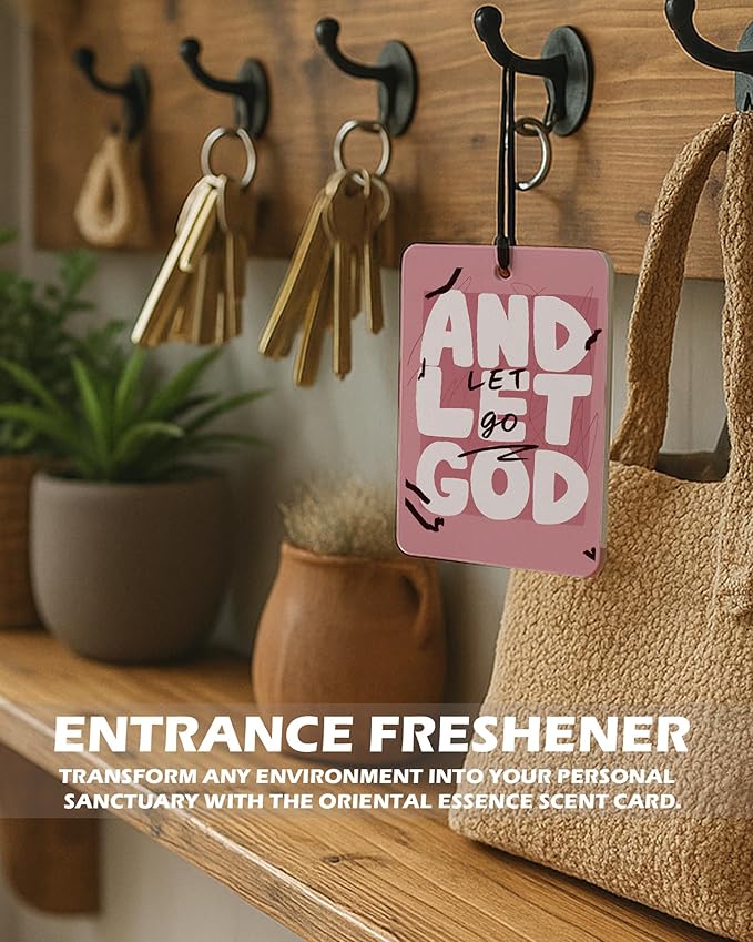 Retro Pink Christian Car Air Freshener 4 Pcs, Neutral Bible Verses Hanging Air Freshener for Cars Bathroom Dorm Books Decor, Vintage Religious Accessories Gifts for Women Men