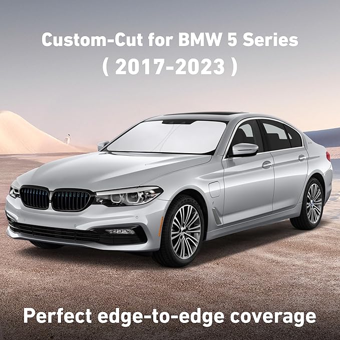 EcoNour Windshield Sunshade Compatible for BMW 5 Series G30 G31 2017-2021 2022 2023, Sun Visor for Front Windshield & Window Sun Shade Cover, UV Heat Blocker & Protector, Car Accessories
