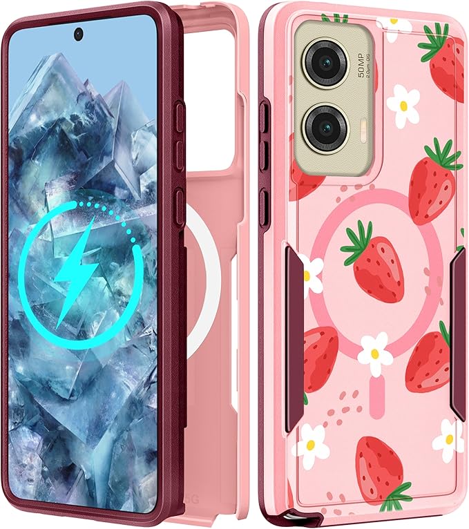 for Moto G Stylus 5G 2024 Case - Compatible with MagSafe Women Girls Cute Magnetic Phone Cover Girly Kawaii Strawberry Heavy Duty Shockproof Design for Motorola Moto G Stylus 5G 2024 Cases