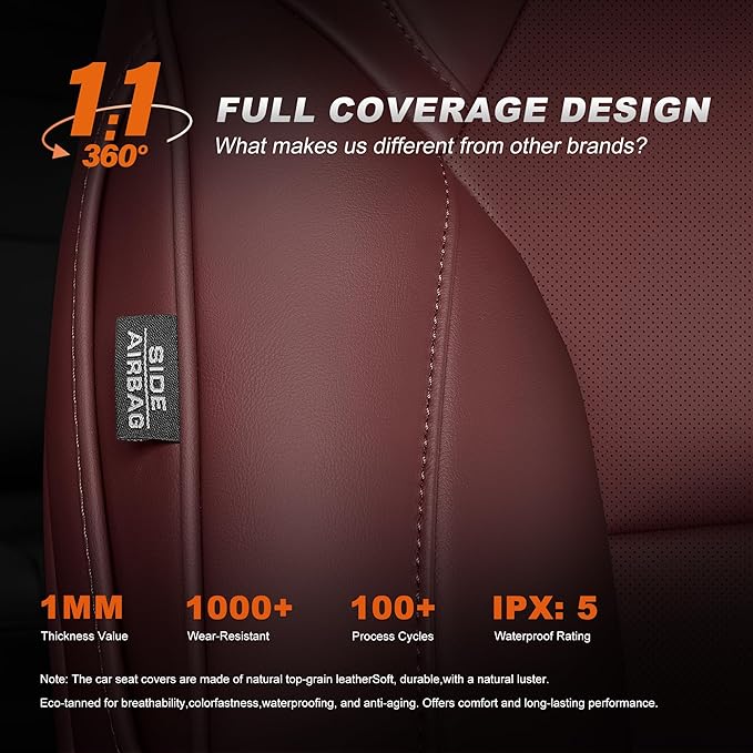 AOMSAZTO Car Seat Cover Fit for Tesla Model 3 2024 2025 (Not for Performance) - Full Set Customized Wine Red Seat Covers (with Armrest Cover)