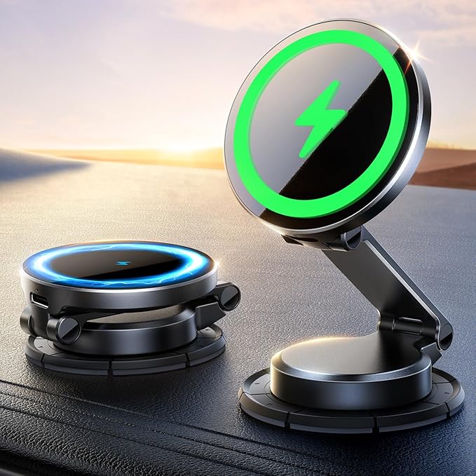 JOYROOM All-Metal MagSafe Car Mount Charger,15W Fast MagSafe Car Charger, Hands Free Magsafe Car Mount Dashboard for iPhone 17 Pro Max Air/16 15 14 13 12 Pro Max Plus, Black