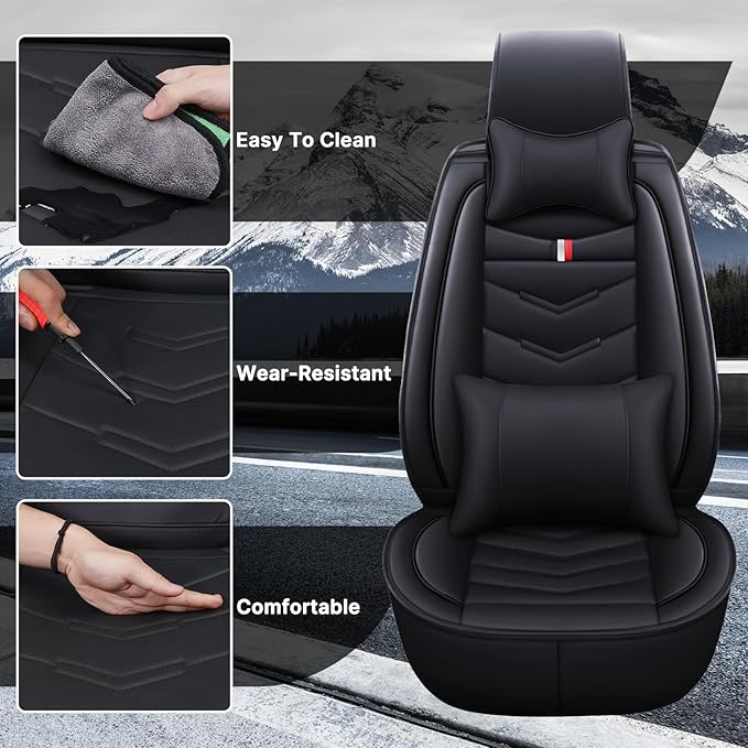 Car Seat Cover for Chevrolet Camaro 2000-2024, Durable Wear Resistant Waterproof Vehicle Cushion Cover, Breathable No Odor Premium Leather Vehicle Seat Covers.(Luxury,Black)
