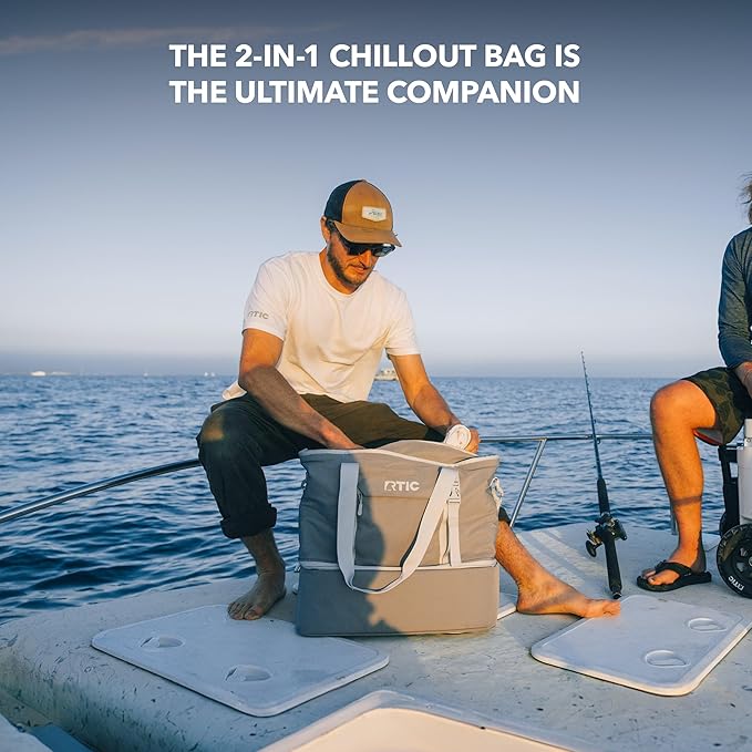 RTIC 2-in-1 Chillout Bag Soft Insulated Cooler Tote, Portable, for Lunch, Beach, Travel, Drink, Beverage, Car, Camping, Picnic, 24-Can Capacity,
