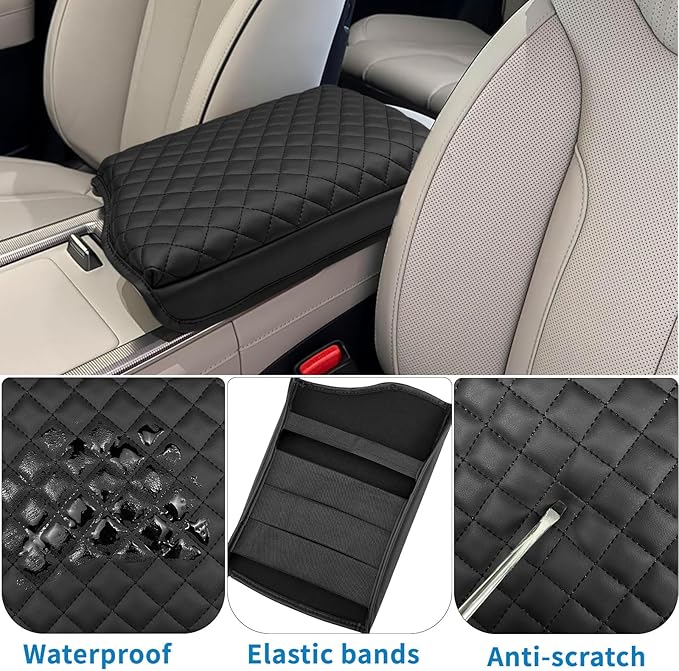 Zxiaochn Console Armrest Cover for Hyundai Palisade 2020 2021 2022 2023 2024 2025 2026, Armrest Lid Leather Protector, Center Console Cushion Interior Accessories
