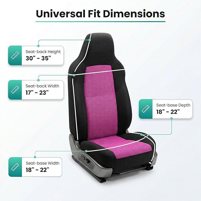 FH Group Automotive Front Car Seat Covers for SUV, Trucks, Sedan and More - Universal Fit Front High Back Design Interior Accessories - 3D Mesh Fabric Center Panel - Pink