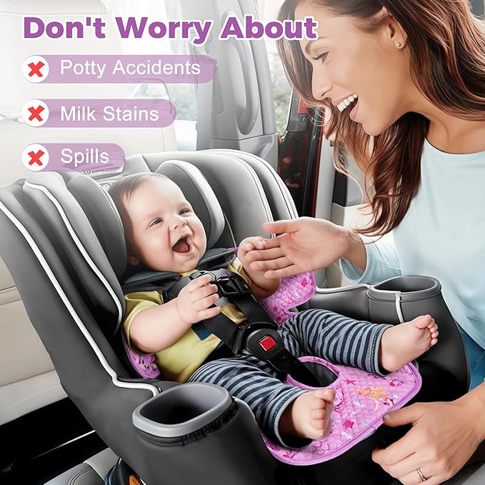 Piddle Pad Car Seat Liner- 2 Pack Waterproof Soft Car Seat Protector for Potty Training,Travel-Friendly Baby Toddler Carseat Cover for Spills, Nappy Leaks, Accidents (Purple, 2PC)