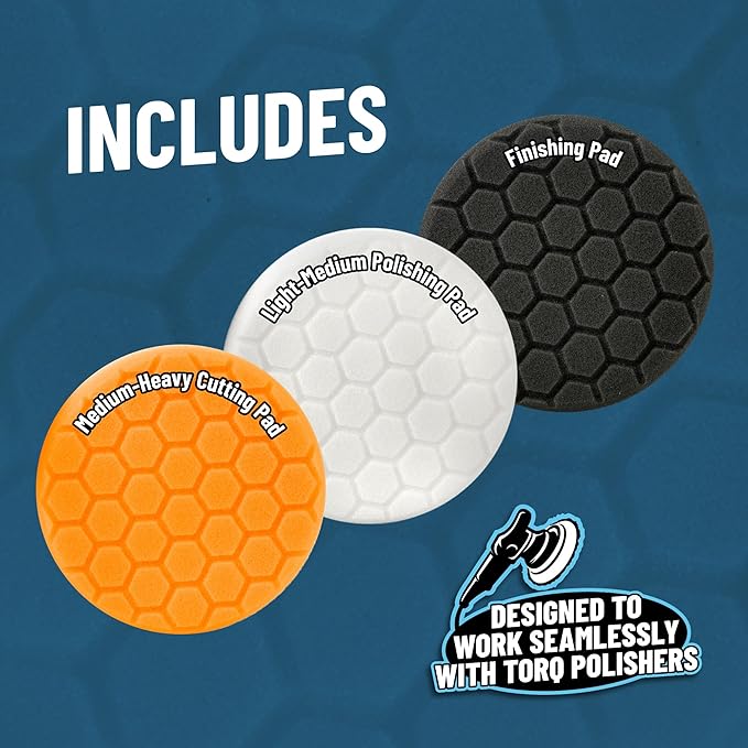 Chemical Guys 5.5" Buffing Pad Sampler Kit - 4 Piece Detailing Set with 3 Professional Foam Car Polishing Pads & 16 oz Polishing Cleaner, for Dual Action and Rotary Polishers Using 5" Backing Plates