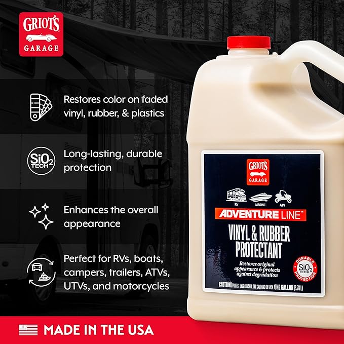 Griot's Garage Adventure Line Vinyl and Rubber Protectant for RVs, Campers, Trailers, Boats, ATVs, UTVs, Motorcycles, SiO2 Ceramic Restorer, 10874, One Gallon