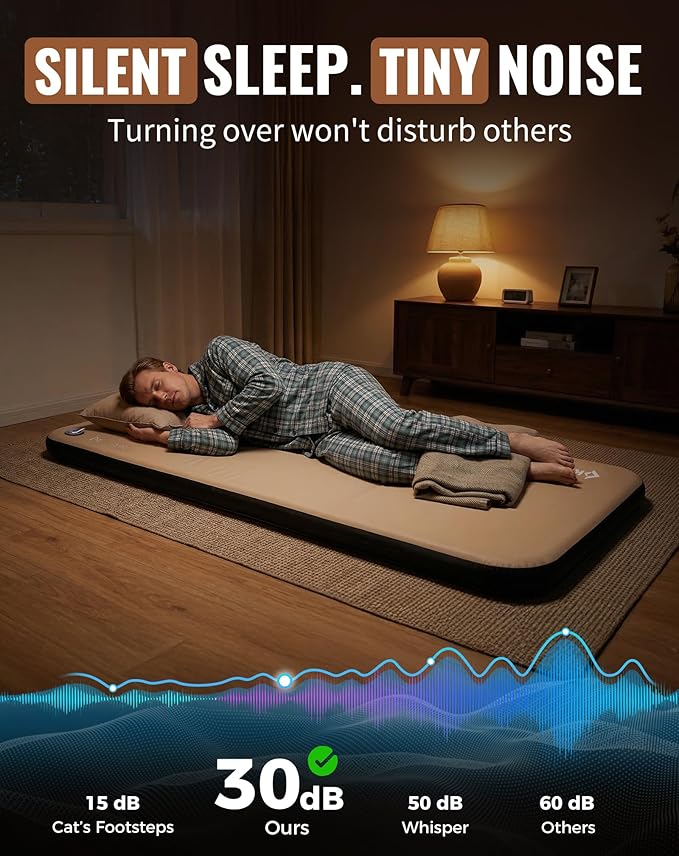 KingCamp FLEXIREST 8.0 Inflatable Sleeping Pad for Camping, High-Support Drop Stitch Camping Mattress with 1100lbs Capacity, PVC-Free Camping Mat for Tent Car Glamping Outdoor Travel, 79 * 40 * 3.15