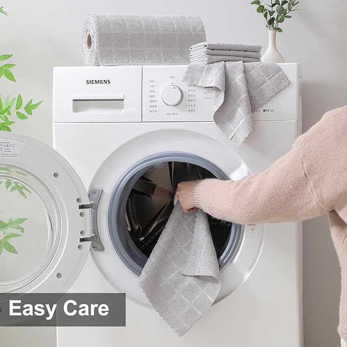 Ferdilan 80 Pack Microfiber Cleaning Cloth Roll,Lint Free Rags Paper Towels & Tear Away Reusable Towels,Washable Shop Rags,Wash Cloths Dish Rags(12" x 12") for Car Kitchen Window Garage-Light Gray