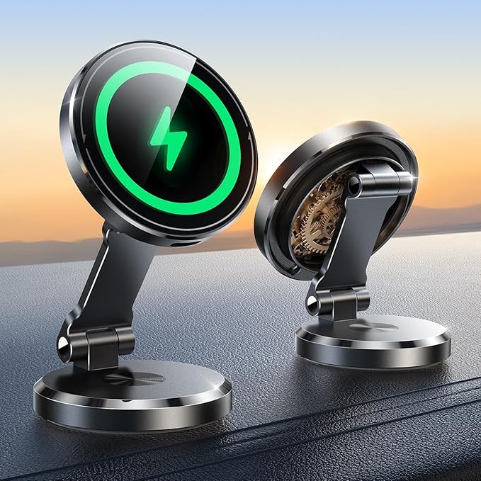 JOYROOM for MagSafe Car Mount Charger with Rotatable Charging Panel, 15W Fast Charging Metal Magnetic Phone Holder, Dashboard Wireless Charger for iPhone Car Mount for iPhone 17/16/15/14/13/12