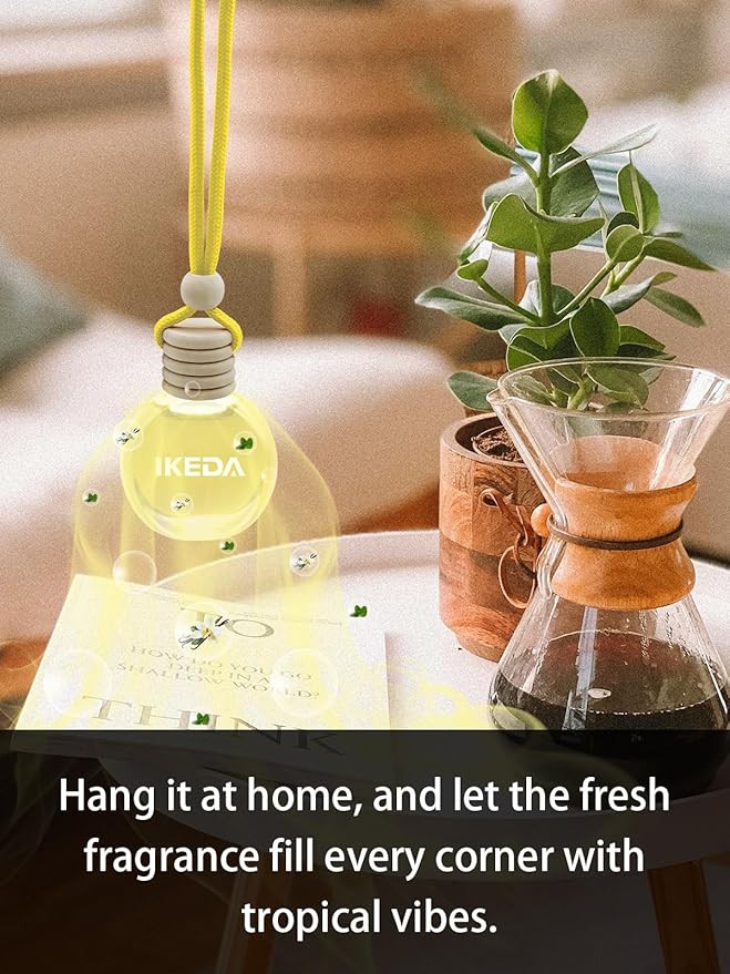 Ikeda Car Air Freshener: Hanging Car Smell Air Freshener | 10ml Hanging Car Perfume | Long Lasting Fragrance | Strong Scents Diffuser for Auto Home (Pineapple)
