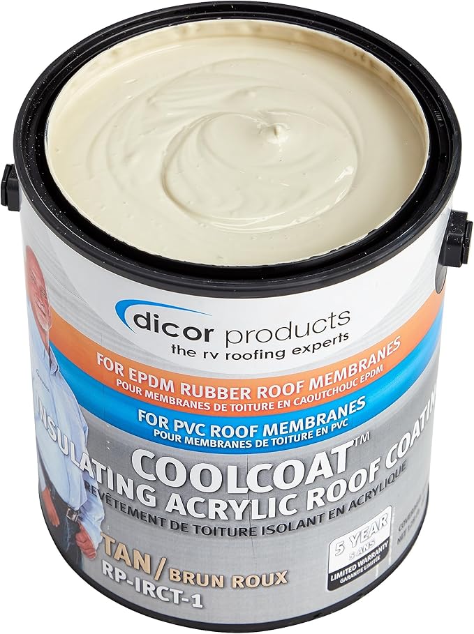 Dicor RP-IRCT-1 CoolCoat Insulating EPDM Roof Coating - Tan, 1 Gallon Can