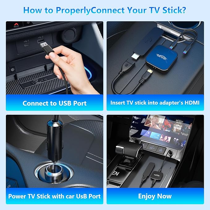 Wireless CarPlay Adapter for Apple, Car TV Mate with HDMI Input for TV Sticks and Game Consoles, Plug and Play, Fit for Cars with Factory Wired CarPlay from 2016 & iOS 10+ iPhone