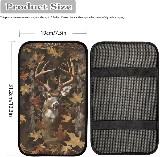 Dreaweet Deer Hunting Camo Arm Rest Cover for Car Universal Fit Center Console Cover Anti-Scratch Universal Armrest Cover for SUV Sedan