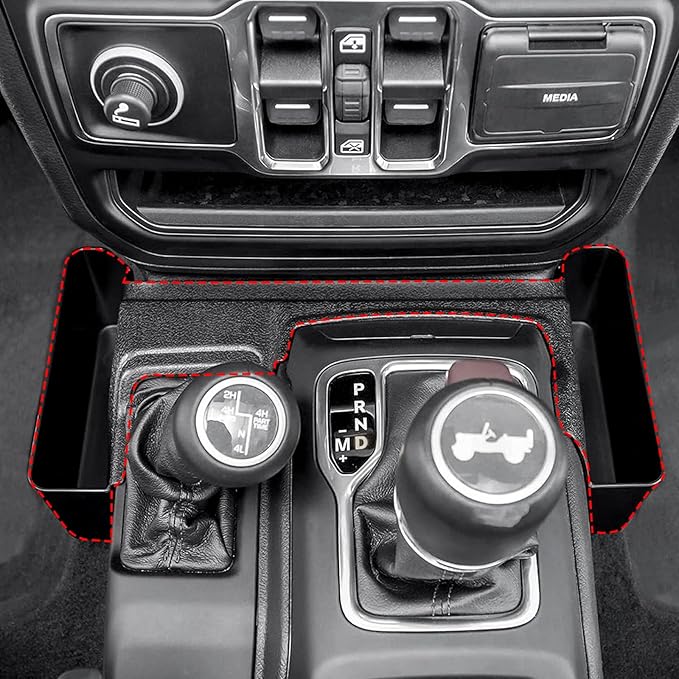 4PCS Center Console Organizer Storage Box Fits 2018-2023 for Jeep Wrangler JL JLU & Gladiator JT Gear Shift Console Tray Organizer, Hanging Armrest Storage Box, Co-Pilot Organizer