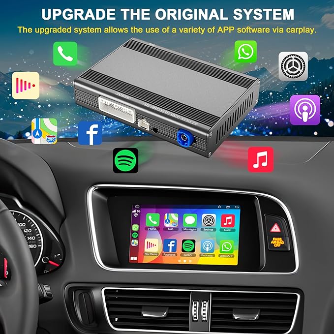 Wireless Carplay Android Auto Module Receiver Box for Audi S4 S5 A4 A5 (2009-2015 Year) for Q5 (2009-2017 Year) with 2GMMI, Carplay Retrofit Kit Decoder Adapter