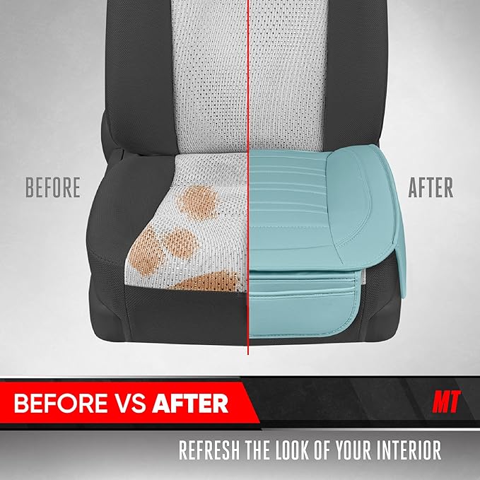 Motor Trend Seat Covers for Cars Trucks SUV, Faux Leather 2-Pack Mint Padded Car Seat Covers with Storage Pockets, Premium Interior Car Seat Cover