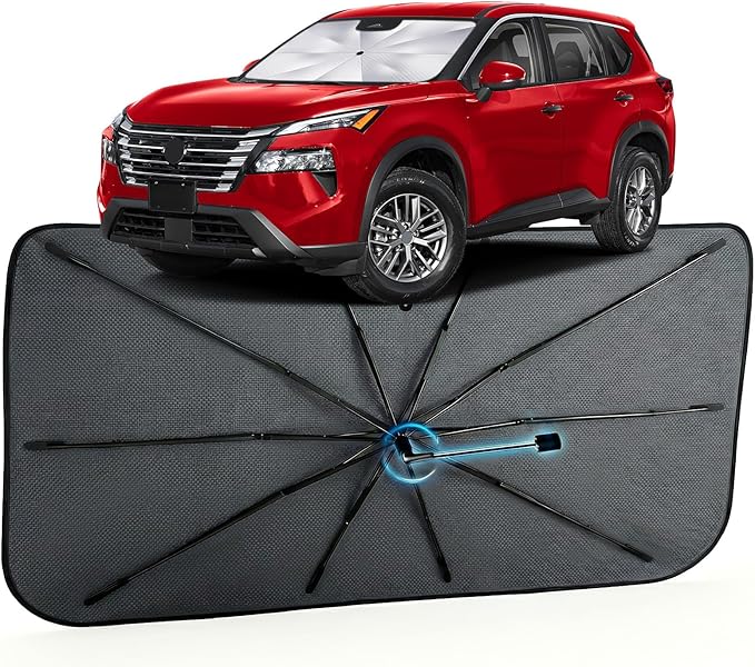 Car Windshield Sun Shade for Nissan Rogue 2021-2026 –[Reflective Coated Fabric] Sunshade Umbrella for Front Window, Car Shades Sun Visor Keep Car Cool and Protects Interior, 1:1 Exact Fit