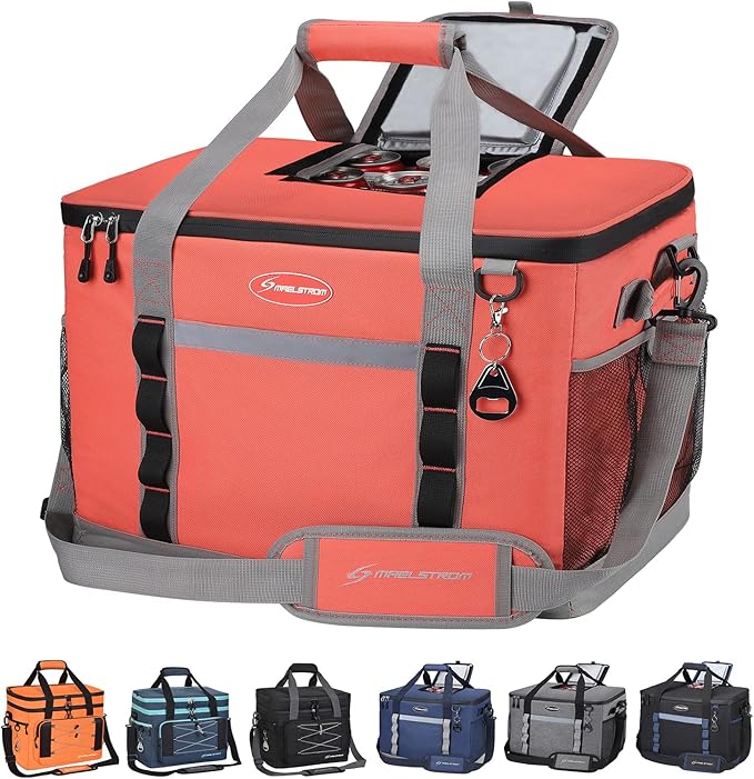 Maelstrom Collapsible Soft Cooler Bag,35/55/75 Cans Beach Cooler with Flip Top Lid, Ice Chest, Leakproof & Portable for Beach, Camping, Road Trips & Grocery Shopping