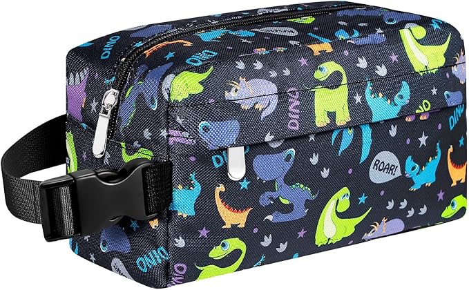 Small Insulated Snack Bag Lunch Bag for Kids Lunch Box for Women/Men, Collapsible [3L/5-Can] Reusable Lunch Bag Cooler Bag for Bottle with Handle Buckle for Work/School, Purple Dinosaur
