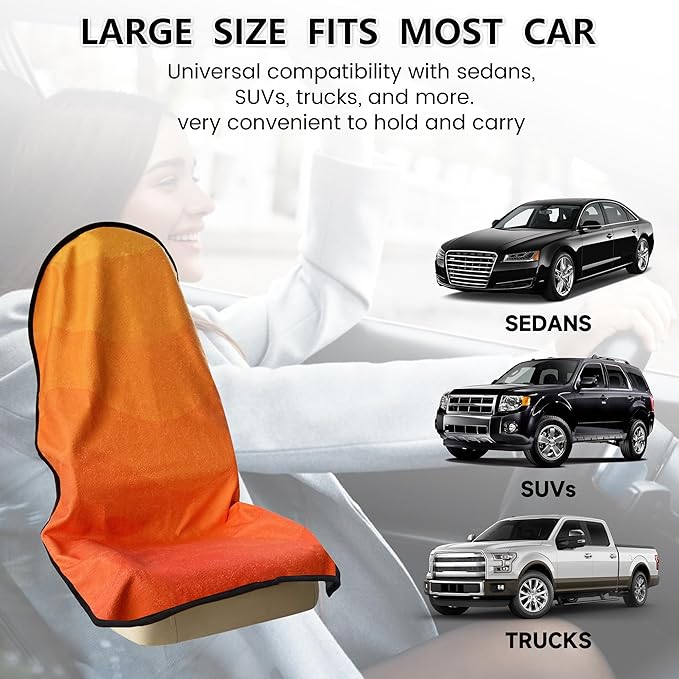 Car Seat Covers 2pcs Waterproof Towel Car Seat Cover Universal Fit for Most Trucks SUV Fitness Athletes Pets Gym and Water Sport，(Orange)
