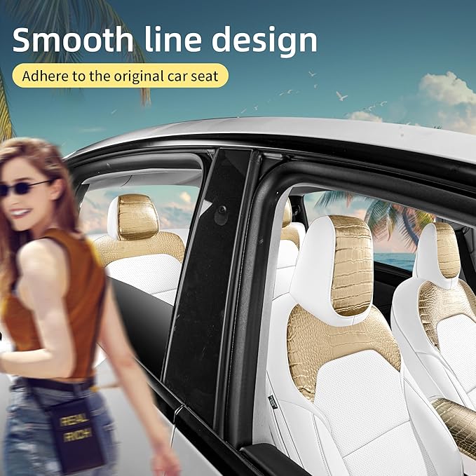 Seat Cover for Tesla Model Y Juniper 2025 2026 Crocodile White Custom Seat Cover for Tesla Model Y Full Set (Crocodile White-25-26)