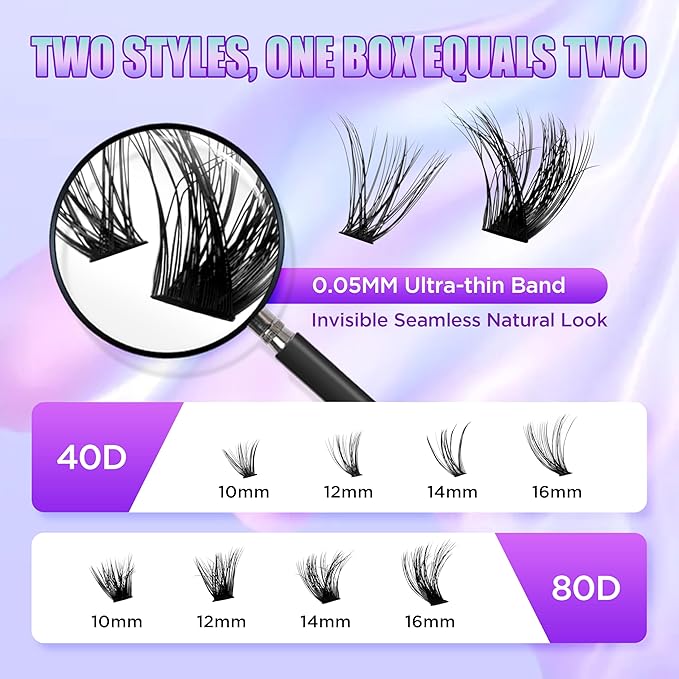 Lash Extension Kit DIY Lash Clusters Kit Eyelash Extensions Individual Lashes Extensions with (Bond,Seal,Tweezers,132Pcs,Pixie,0.07D,10-16mm)