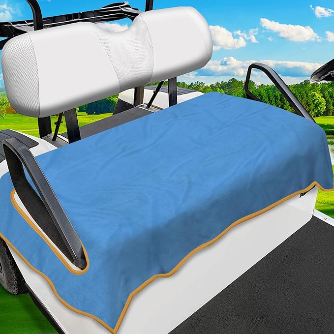 Golf Cart Seat Covers, Lake Blue Golf Cart Seat Towel Blanket for All EZGO, Club Cars, Icon and More 2/4-seats Cart, 100% Microfiber, Essential Golf Cart Accessories, 51'' x 31''