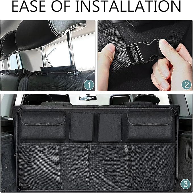 Car Trunk Organizer, Hanging Trunk Organizers, Large Capacity Back Seat Storage Bag, Foldable Cargo Organization Storage Bags Accessories, for SUV, Truck, Van