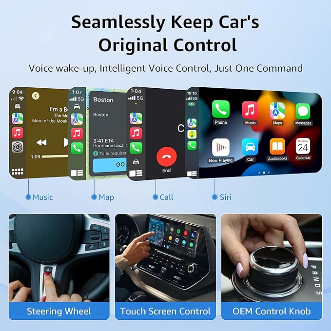 2-in-1 Wireless CarPlay & Android Auto Adapter, Smallest Mini Edition, Converts Wired to Wireless, Plug & Play Adapter for Apple iPhone iOS 10+ & Android 11+