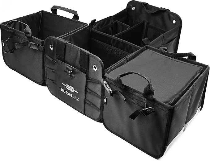Insulated Car Trunk Cooler – Thermal Bag for Groceries & Travel, Leak-Resistant, Fits Trunk Organizer Compartments, Heavy Duty 1680D – Black