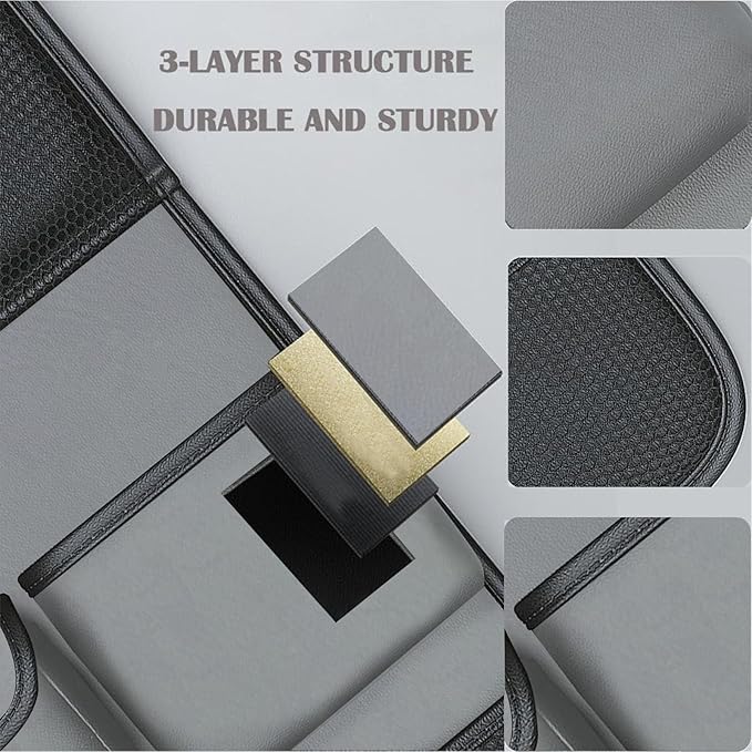 2 Pack Leather Car Backseat Organizer with Foldable Table Tray, Car Storage Organizer with Tablet Holder, Car Seat Back Protectors Kick MatsTravel Accessories