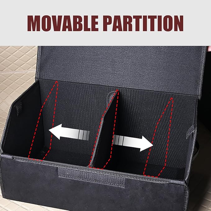 car organizers and storage for SUV,trunk organizer for sedan, leather foldable sleek box with lid,collapsible cargo bins, tool accessories containers,Collapsible Suede velvet (22 inch Covered)