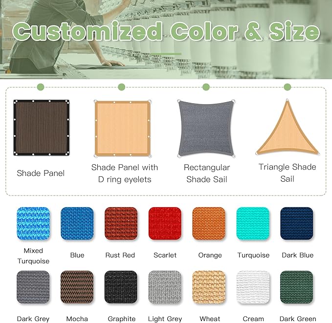 90% Shade Cloth 10×10 FT with Grommets, Outdoor Sun Shade Cloth UV Block Shade Fabric for Patio, Backyards, Carport, Garden, Mocha