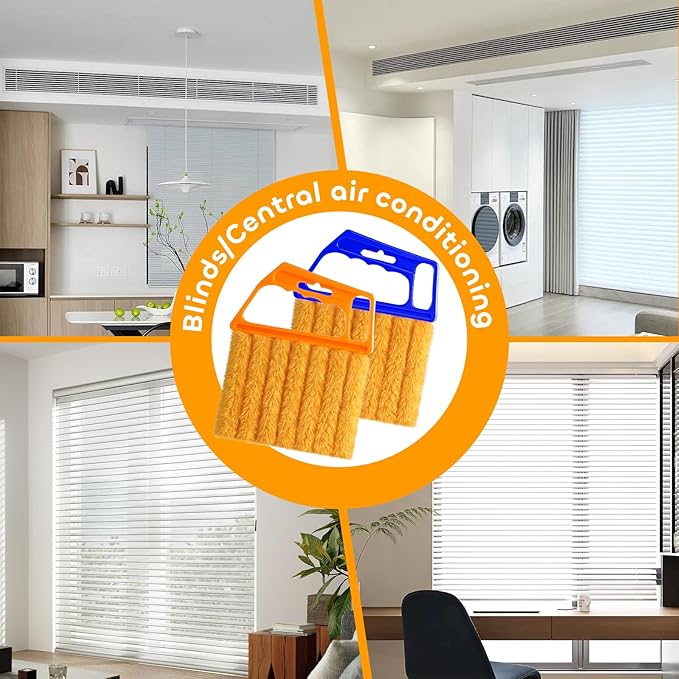 2 Pcs Blind Cleaner Duster Tool,Blind Dusters for Cleaning,Cleaning Brush,7 Finger Dusting Cleaner Tool for Window & Air Conditioner,Window Blinds Cleaner Microfiber Washable