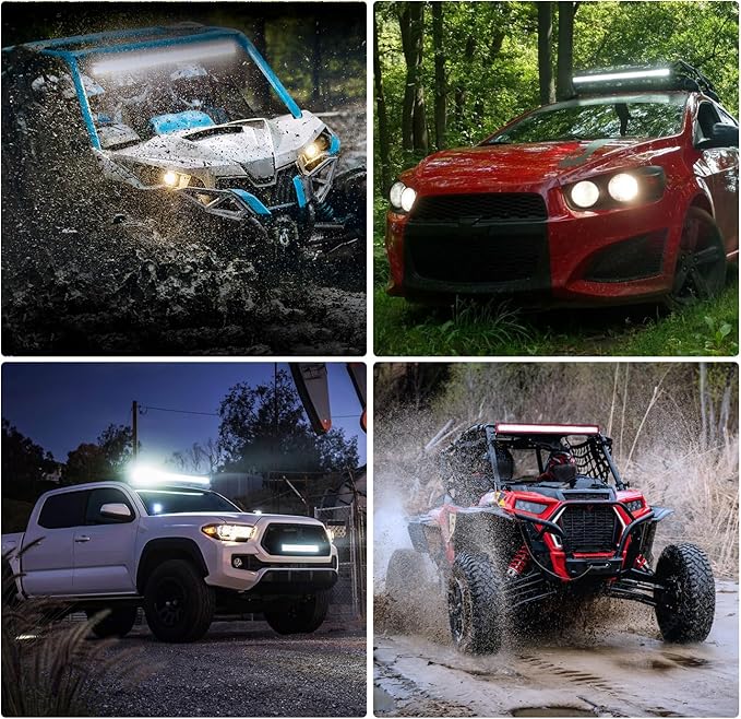 Nilight LED Light Bar 50 Inch Triple Row Spot Flood Combo Lights Red Shell with Wiring Harness Kit for Fog Driving Work Lighting on Off-Road Truck SUV ATV UTV