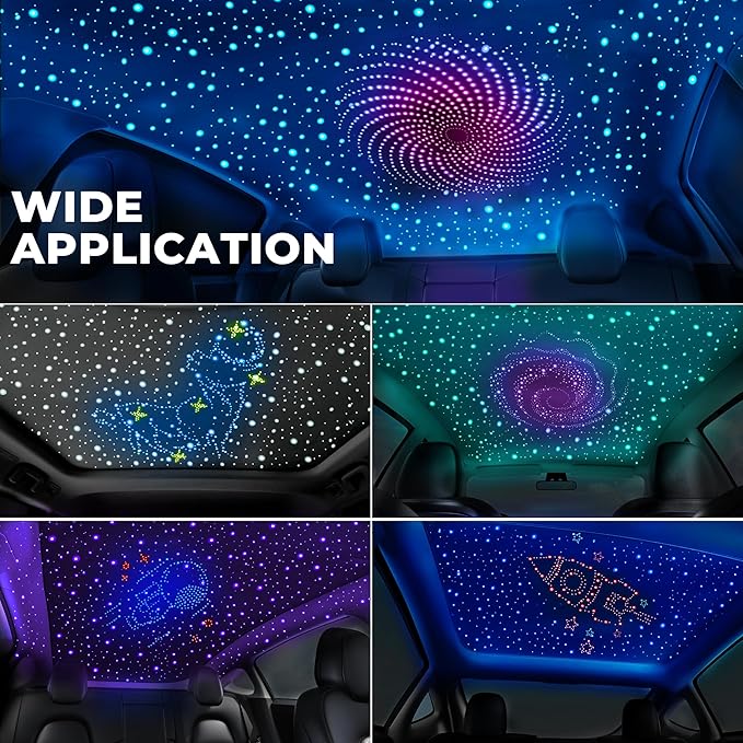 2000PCS 32W Starlight Headliner Kit,4 Light Colors Twinkle Fiber Optic Star Ceiling Lights,0.03in*13.1ft/4m, App/Remote Control Rgbw Shooting Star Headliner Kit Car Roof Home Ceiling
