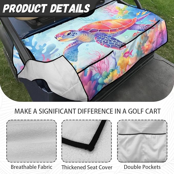 Biyejit Golf Cart Seat Covers with 4 Pockets Golf Cart Seat Towel Blanket Fits 2-Seat Golf Carts, Golf Cart Accessories