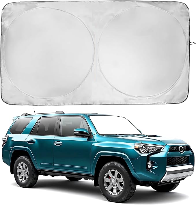 Windshield Sun Shade -Certified 99.87% UVB & 99.02% UVA Car Sun Shade. Award Winning Sunshade - Patented Technology | Compatible for Toyota 4Runner 2010-2025 | Car Shades by Kinder Fluff