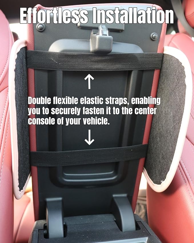 KAELTHAS Comfortable Car Center Console Cushion Armrest Dog Cat Paws Protect Cover Non-Slip with 2 Storage Bags for Cars SUVs CUVs Interior Accessories (Black, Mid-Size)