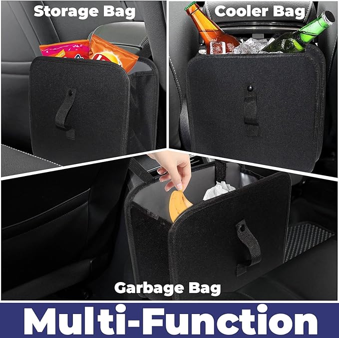 Car Trash Can, Foldable Trash Can Collapsible Hanging Trash Bag for Car Seat, 2 Gallons Leakproof Garbage Bags, Cars Must Haves Interior Accessories Essentials