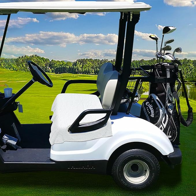 YOKYHOM Golf Cart Seat Covers for 2/4-Seater, Microfiber Seat Towel Blanket, Keeps Seats Cool, Clean & Comfortable, Fits EZGO, Club Car, Yamaha, 51"x31"