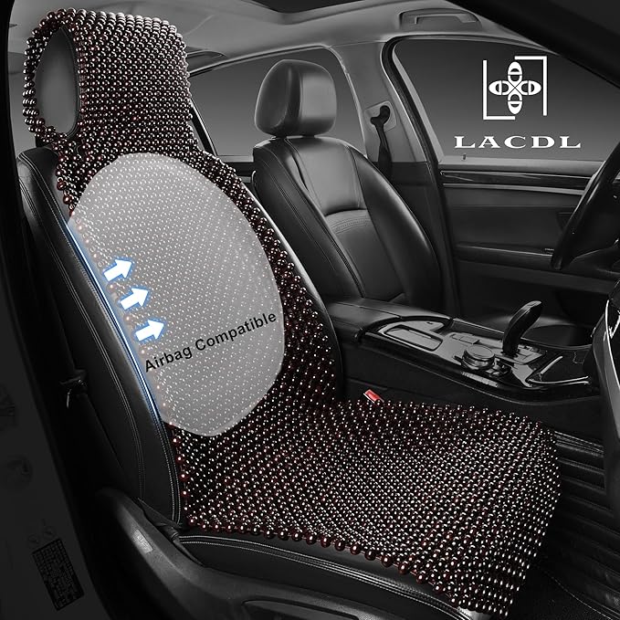 LACDL Beaded Seat Covers for Truck, Trailer, Van, RV, Car Seat Cooling Cover, Auto Ventilated Seat Cushion, Wood Breathable Car Seat Beads, Seat Cooler Pad Sweat Protector for Summer, Dark Red