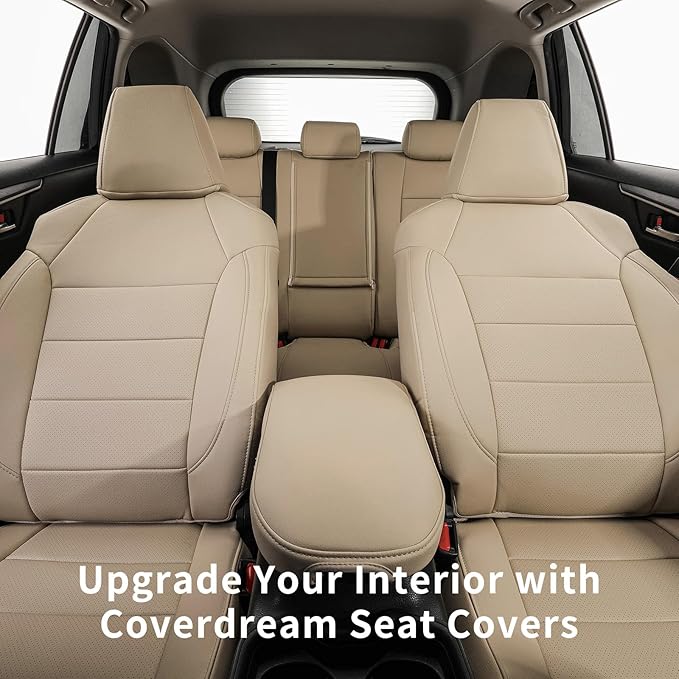 coverdream 2026 Rav4 Seat Covers Custom Fit for 2026 Toyota Rav4 Hybrid (LE,XLE Premium) SUV,Full Set Luxury Waterproof Leather Car Seat Protector