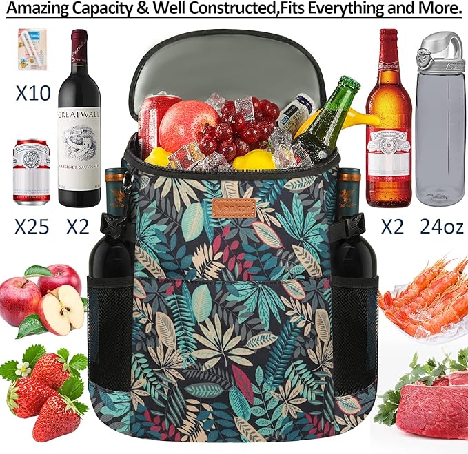 Camping Cooler Backpack 30 45 Cans, Soft Backpack Coolers Insulated Leak Proof Travel Cooler Bag Waterproof Lunch Picnic Beach Work Trip Thermal Bag Drink Beverage Beer Bag Cooler